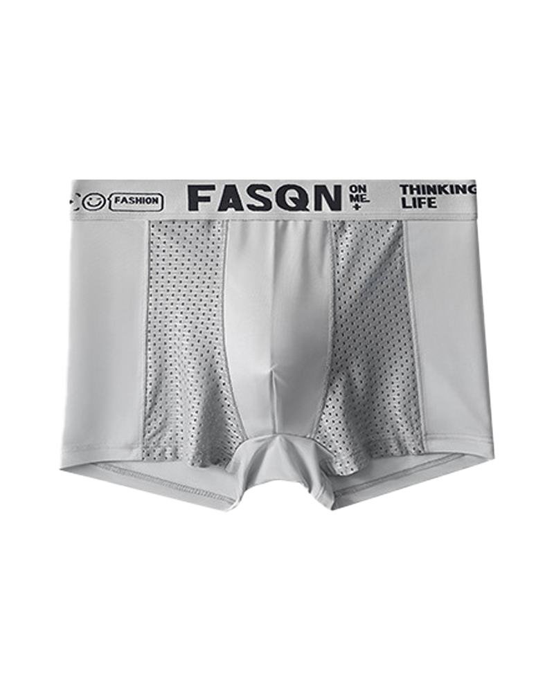 Comfortable Ice Silk Solid Color Breathable Mesh Boxer Briefs