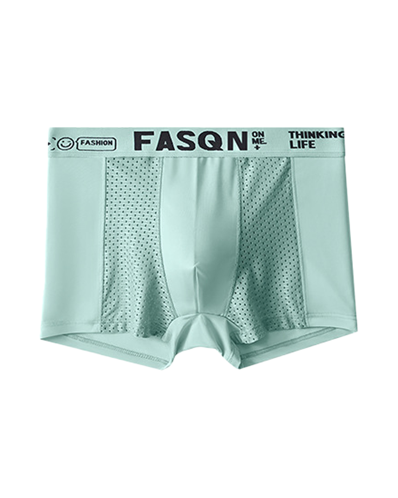 Comfortable Ice Silk Solid Color Breathable Mesh Boxer Briefs