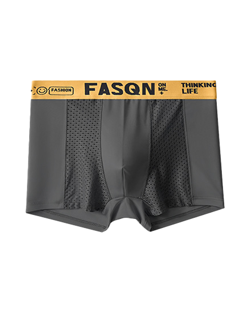Comfortable Ice Silk Solid Color Breathable Mesh Boxer Briefs
