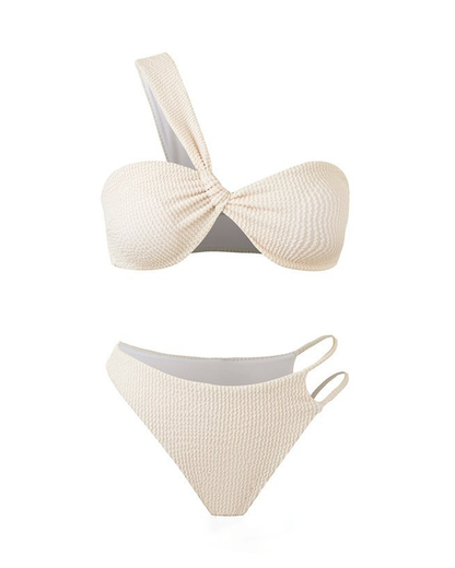 Sexy Vacation Style One-Shoulder Strappy Bikini 3-Piece Set
