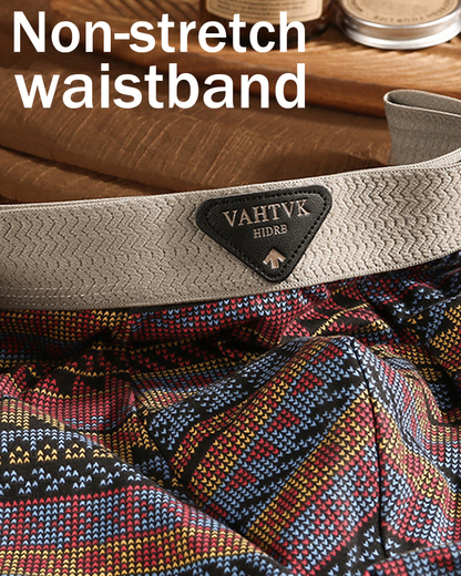 Ethnic Style Comfortable Mid-Rise Cotton Boxer Briefs