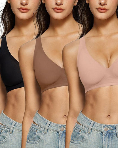 Women's Deep V Wire-free Push-up Adjustable Seamless Bra