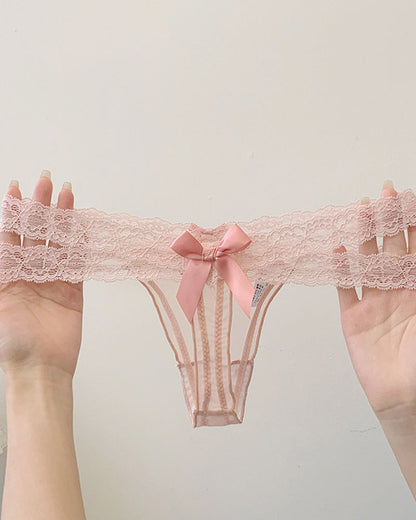 Sexy Colorblock Lace Low-Rise See-Through Mesh Thong
