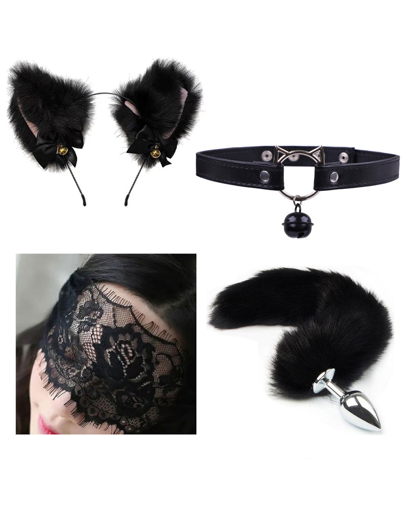 Sexy Bell Collar Tail Jewelry Maid Costume Headdress