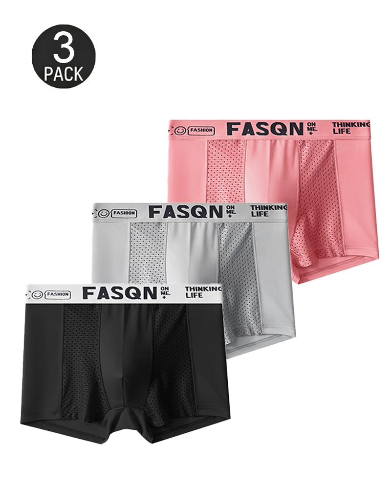 Comfortable Ice Silk Solid Color Breathable Mesh Boxer Briefs