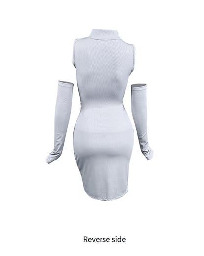 Cutout Off-Shoulder Bodycon Lounge Dress with Arm Sleeves