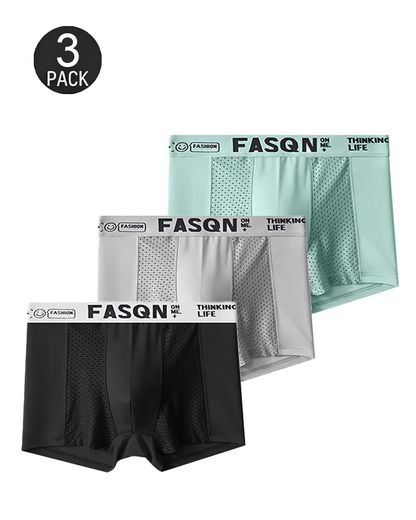 Comfortable Ice Silk Solid Color Breathable Mesh Boxer Briefs