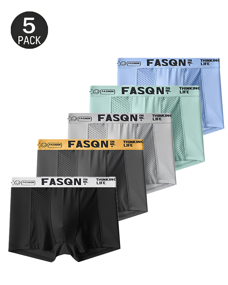 Comfortable Ice Silk Solid Color Breathable Mesh Boxer Briefs