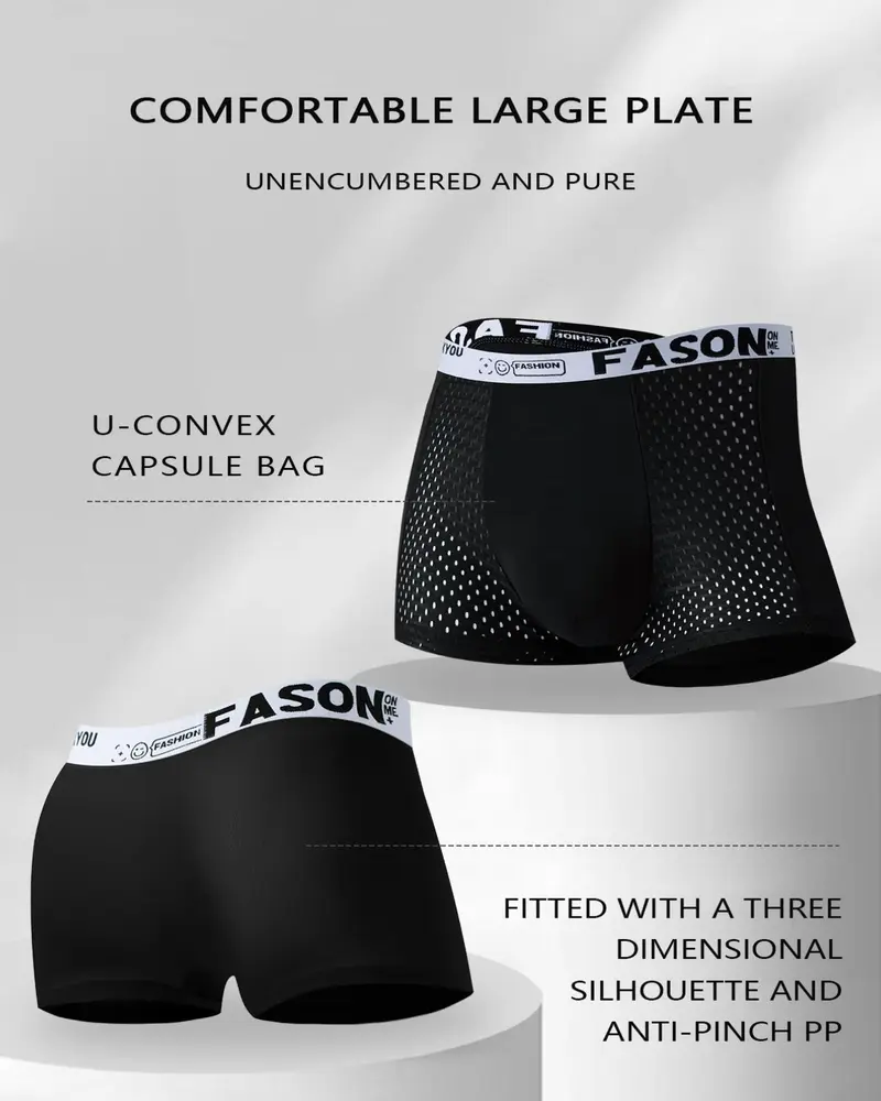 Comfortable Ice Silk Solid Color Breathable Mesh Boxer Briefs