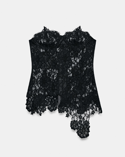 Lace Patchwork Slim Fit Backless Tube Top Camisole Vest