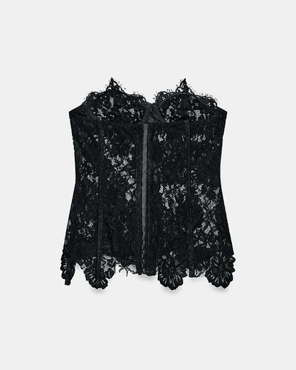 Lace Patchwork Slim Fit Backless Tube Top Camisole Vest