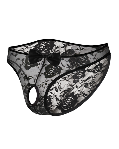 Men's Sexy Bow Detail Lace Cutout Briefs