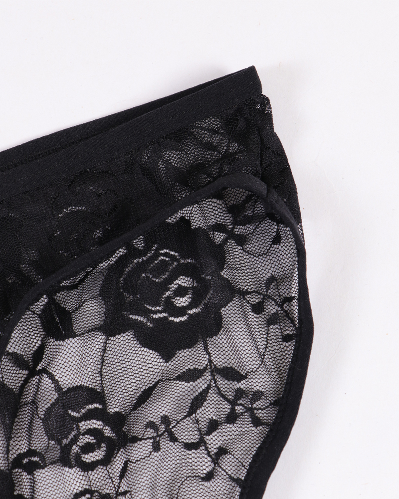 Men's Sexy Bow Detail Lace Cutout Briefs