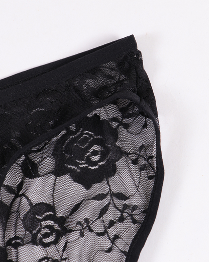 Men's Sexy Bow Detail Lace Cutout Briefs