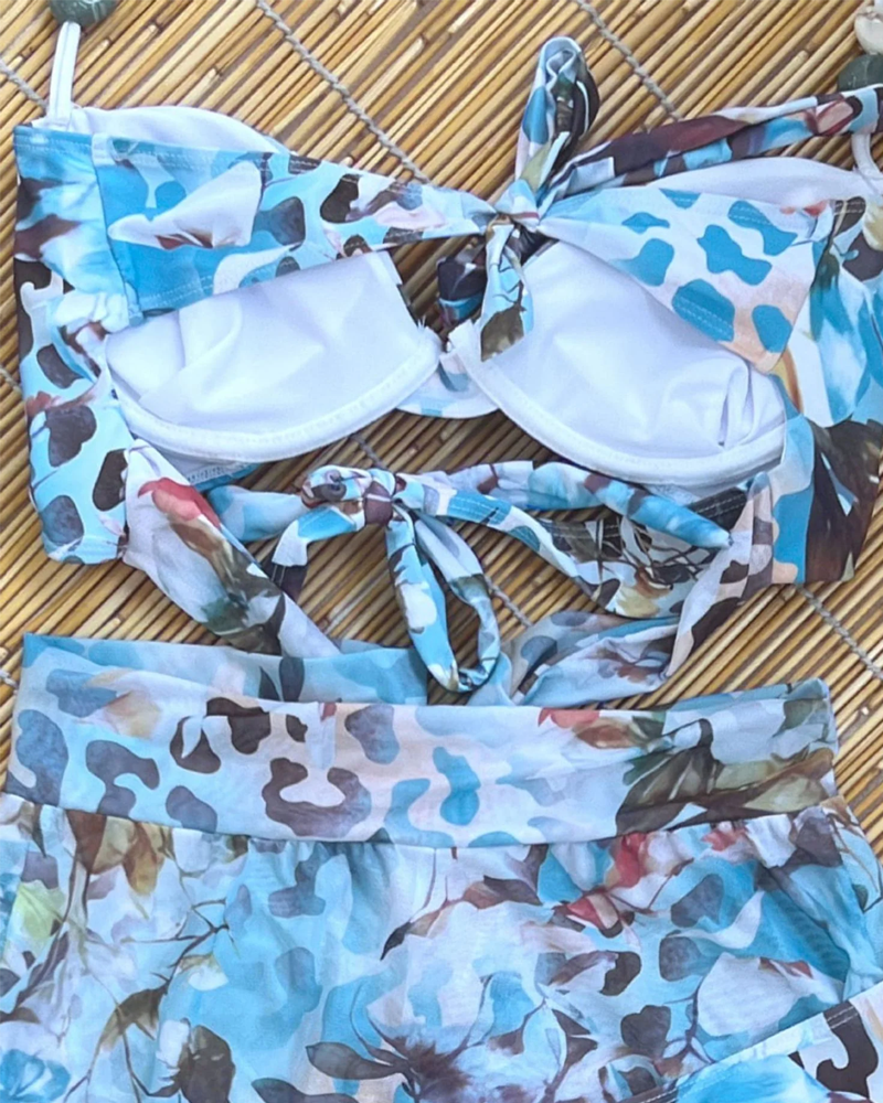 Sexy Summer Printed Backless Cutout Bodycon Swim Dress