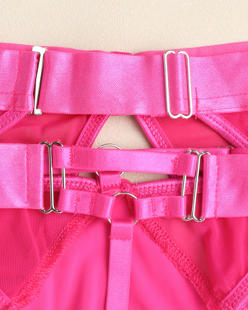 Fashionable Cut-Out See-Through Mesh Lingerie Set