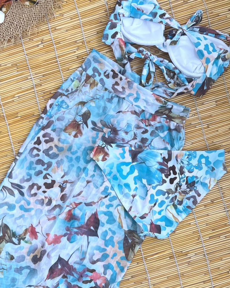 Sexy Summer Printed Backless Cutout Bodycon Swim Dress