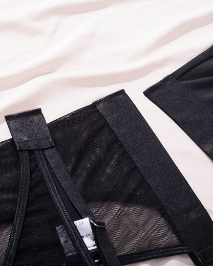 Fashionable Cut-Out See-Through Mesh Lingerie Set