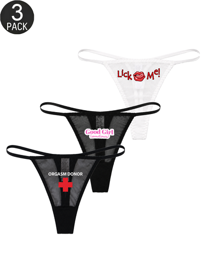 3-Pack Low-Rise String Thong Panties – Solid & Mixed Print Sets