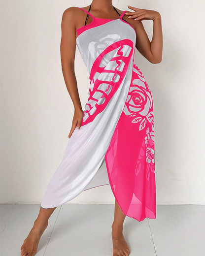Bohemian Beach Vacation Color-Block Butterfly Beach Dress
