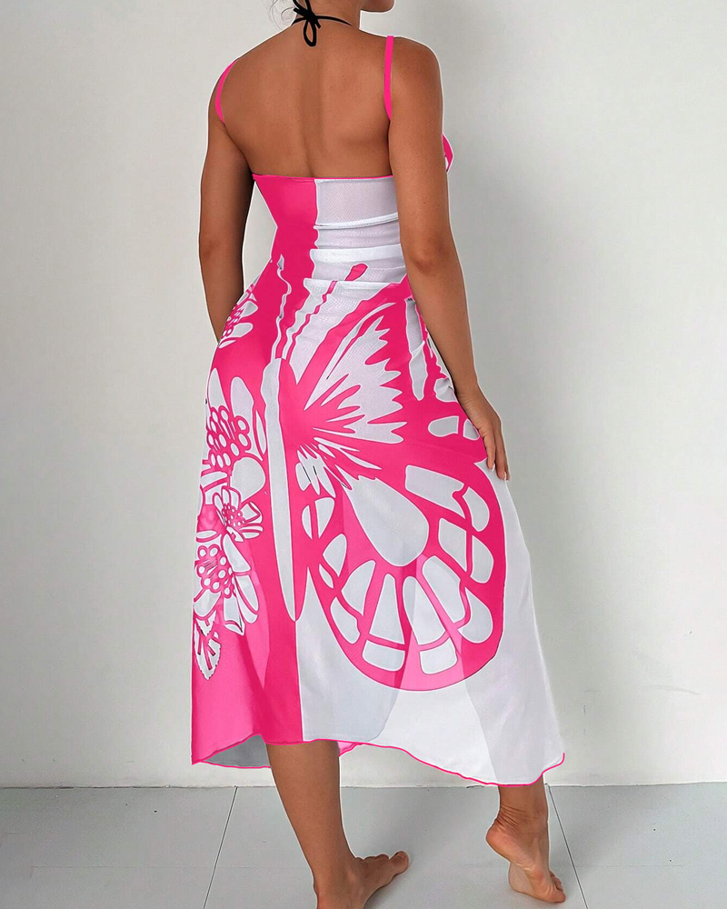 Bohemian Beach Vacation Color-Block Butterfly Beach Dress
