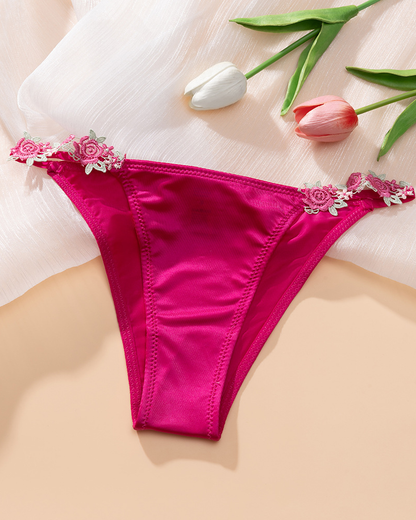 3-Pack Floral Appliqué Panties Mixed Colors