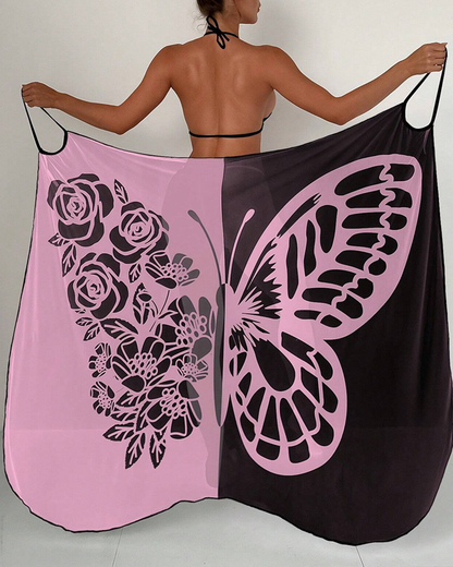 Bohemian Beach Vacation Color-Block Butterfly Beach Dress
