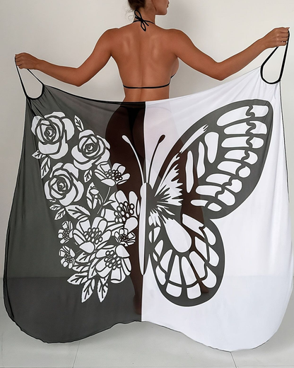 Bohemian Beach Vacation Color-Block Butterfly Beach Dress