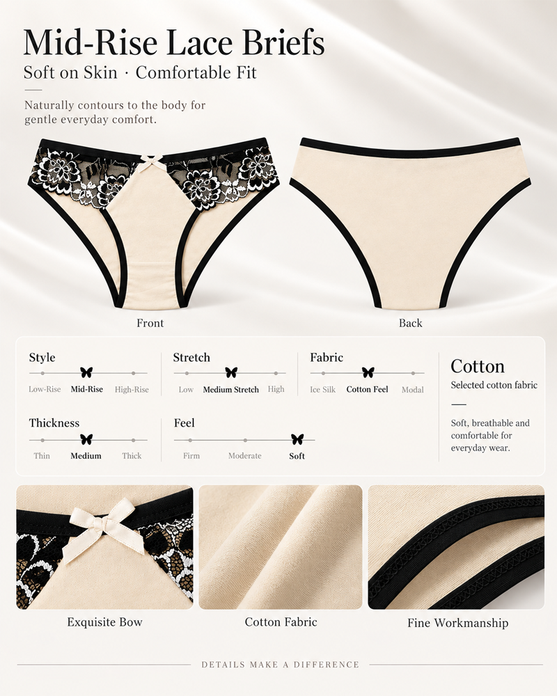 4/6-Pack Floral Lace Panties  Mixed Color Set