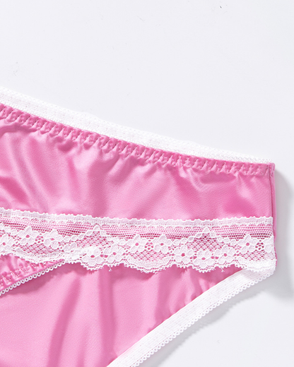 Plus Size Satin Lace Princess Vibe Panties 3-Pack