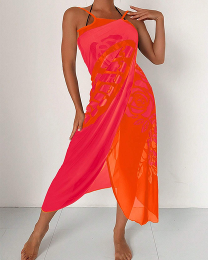 Bohemian Beach Vacation Color-Block Butterfly Beach Dress