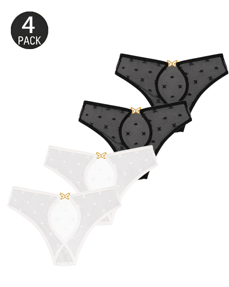 4-Pack Sexy Cutout Metal Butterfly Detail Panties