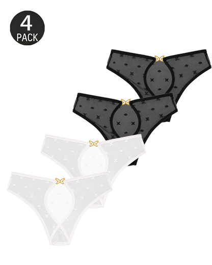 4-Pack Sexy Cutout Metal Butterfly Detail Panties