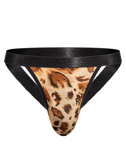 2-Pack Sexy Men's Leopard Print Sheer Mesh Cutout Thongs