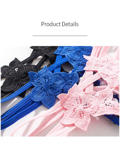 Sexy Floral Lace Embroidered Pearl Cutout G-String