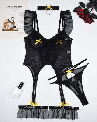 Sexy Stretch Mesh Splicing Boned Shaping Camisole Bodysuit