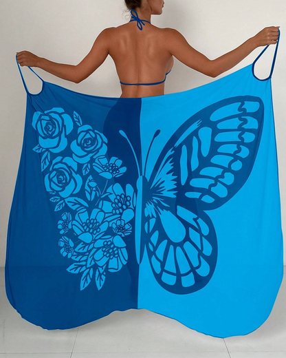 Bohemian Beach Vacation Color-Block Butterfly Beach Dress