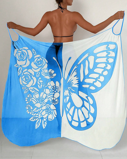 Bohemian Beach Vacation Color-Block Butterfly Beach Dress