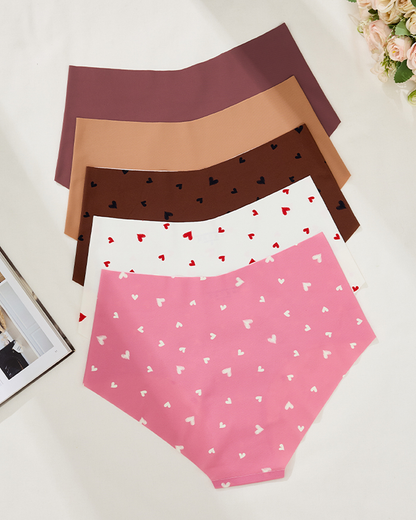 High-Waisted Heart Print Invisible Panties