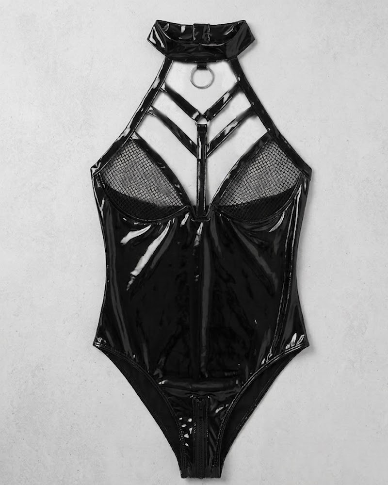 Sexy Witch Faux Leather Bodysuit