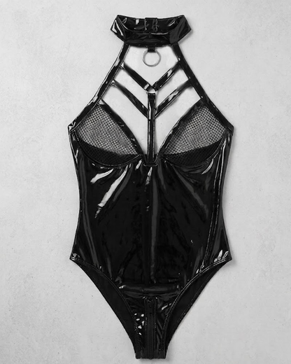 Sexy Witch Faux Leather Bodysuit