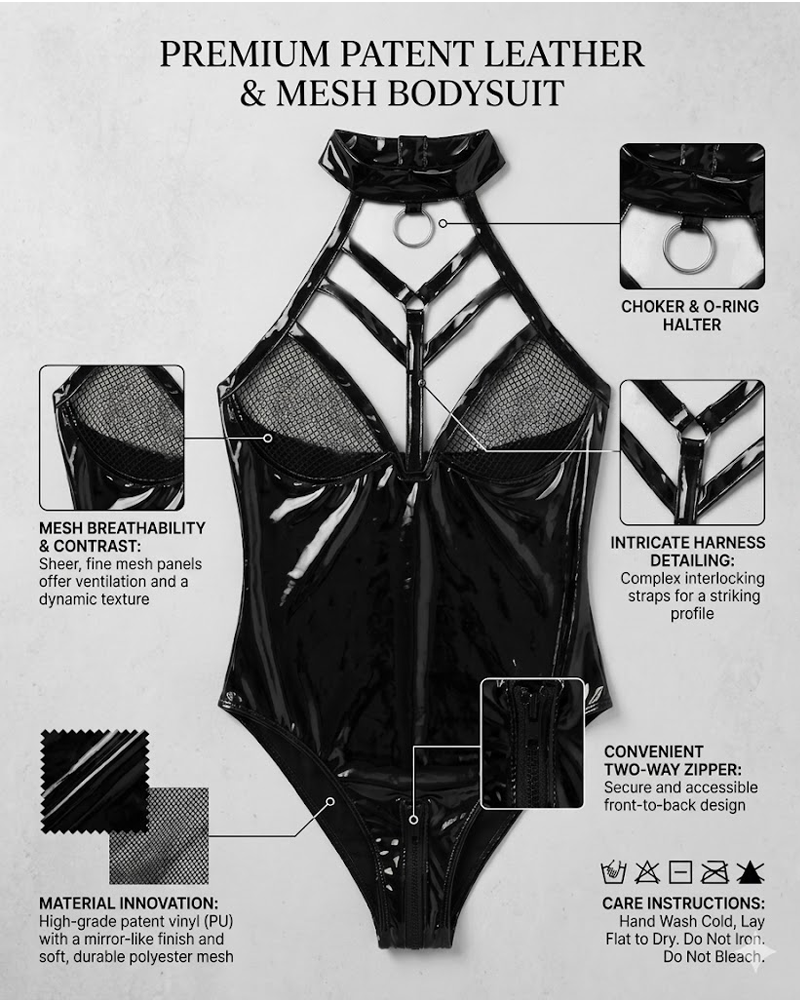 Sexy Witch Faux Leather Bodysuit