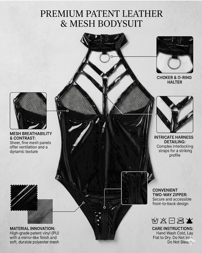 Sexy Witch Faux Leather Bodysuit