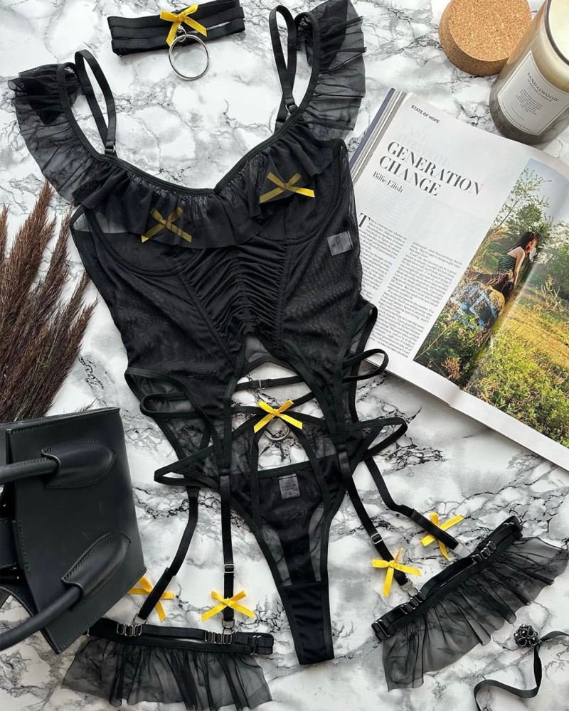 Sexy Stretch Mesh Splicing Boned Shaping Camisole Bodysuit