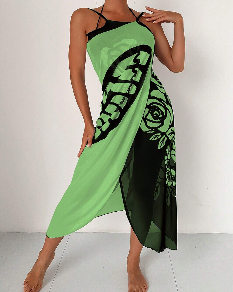 Bohemian Beach Vacation Color-Block Butterfly Beach Dress