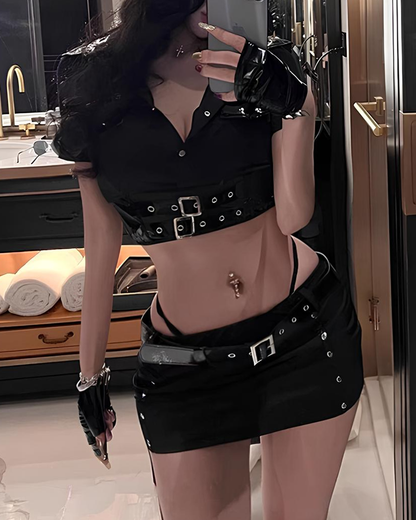 Sexy Police Officer Costume Mini Skirt Lingerie Set