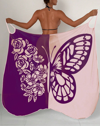Bohemian Beach Vacation Color-Block Butterfly Beach Dress