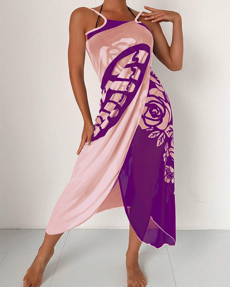 Bohemian Beach Vacation Color-Block Butterfly Beach Dress