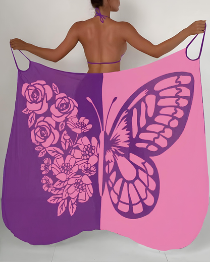 Bohemian Beach Vacation Color-Block Butterfly Beach Dress