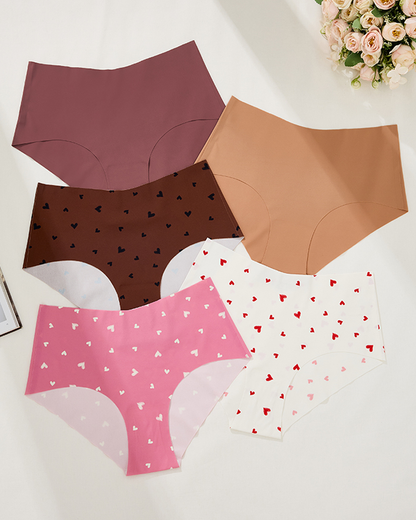 High-Waisted Heart Print Invisible Panties